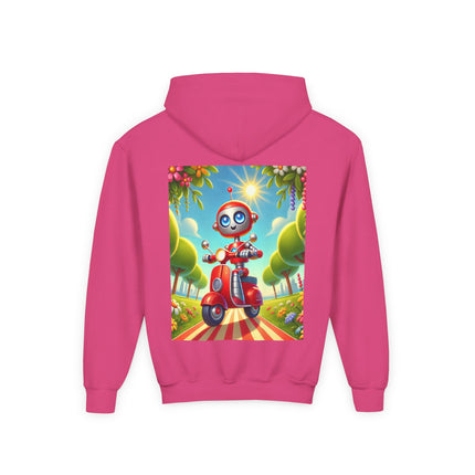 The Traveling Robot Youth Hooded Sweatshirt – Adventure, Curiosity & Playful Discovery