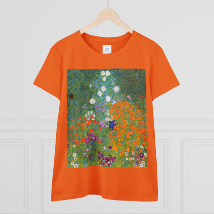 Cottage Garden by Gustav Klimt Women's Midweight Cotton Tee
