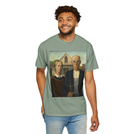 American Gothic by Grant Wood Unisex Garment-Dyed T-shirt
