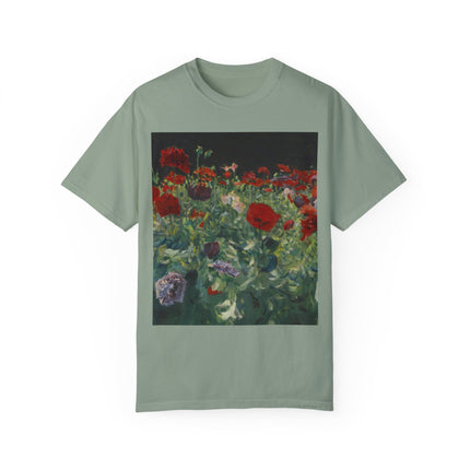 Poppies (A Study of Poppies for Carnation, Lily, Lily, Rose) by John Singer Sargent Unisex Garment-Dyed T-shirt