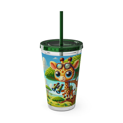 Giraffe Lookout Sunsplash Tumbler with Straw, 16oz