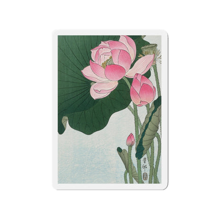 Blooming Lotus Flowers by Ohara Koson Die-Cut Magnets (5 Sizes)