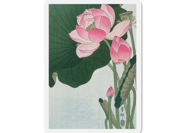 Blooming Lotus Flowers by Ohara Koson Die-Cut Magnets (5 Sizes)