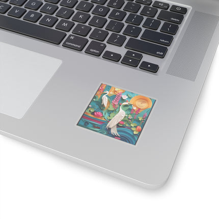Elegant Egret Oasis Kiss-Cut Stickers (4 Sizes)