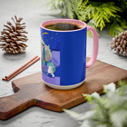 Wishes Beneath the Comet Sky Colorful Mug (11oz, 15oz) – Celestial Magic, Art Deco Elegance & Dreamy Wonder