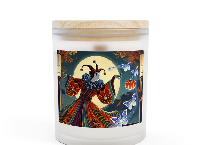 Court Magician with Ghost Butterflies Frosted Glass Candle, 11oz
