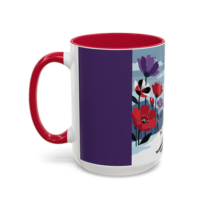 🎿❄️ The Winter Flower Skier Colorful Mug – Art Deco Alpine Fantasy