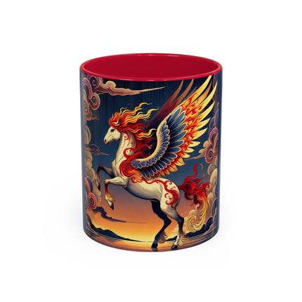 Flame-Winged Horse at Sunset Colorful Mugs (11oz, 15oz)