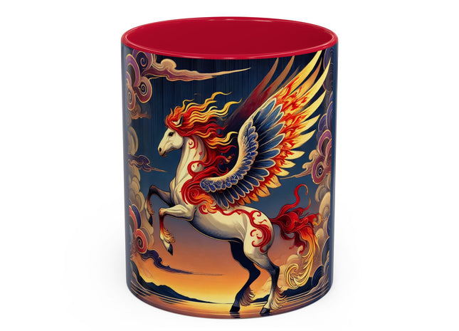 Flame-Winged Horse at Sunset Colorful Mugs (11oz, 15oz)