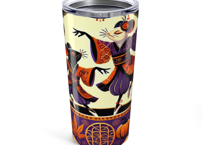 Theatrical Halloween Kabuki Mice on Teacup Tumbler 20oz