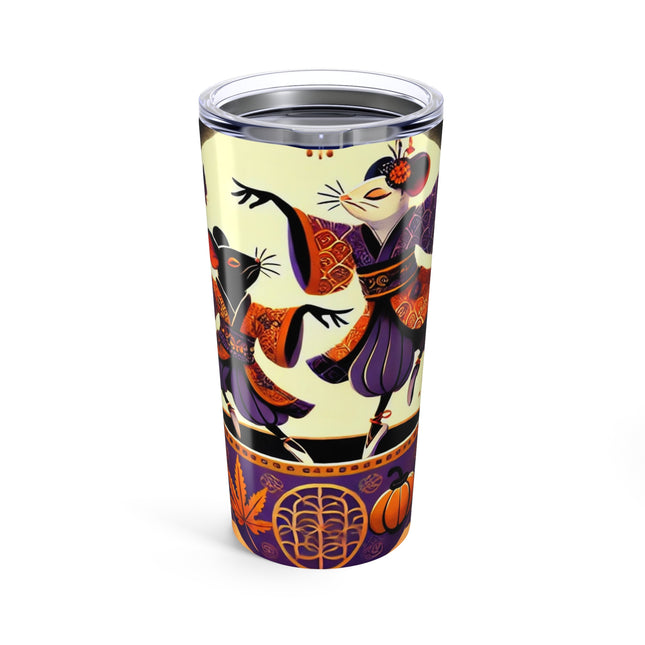 Theatrical Halloween Kabuki Mice on Teacup Tumbler 20oz