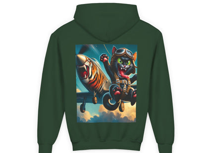 Parachuting Cat Commando Youth Heavy Blend Hooded Sweatshirt