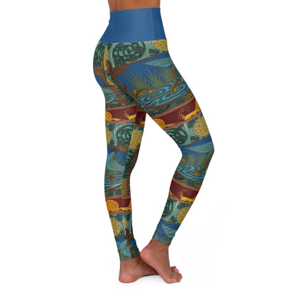 Kingfisher & Fish by Maurice Pillard Verneuil High Waisted Yoga Leggings (AOP)