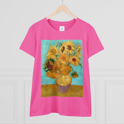 Vase with Twelve Sunflowers by Vincent van Gogh Women's Midweight Cotton Tee