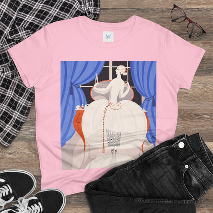 🦢💎 The Ivory Midnight Muse Cotton Tee – Art Deco Fashion Elegance