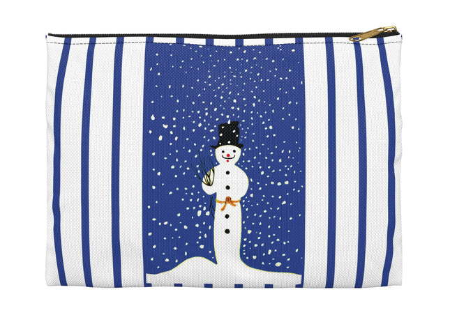 Snowman in Falling Snow Accessory Pouch