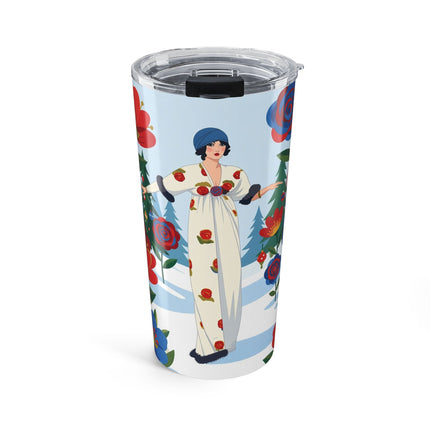 🌹🎄 The Lady Of The Christmas Bloom Tumbler – Art Deco Holiday Elegance