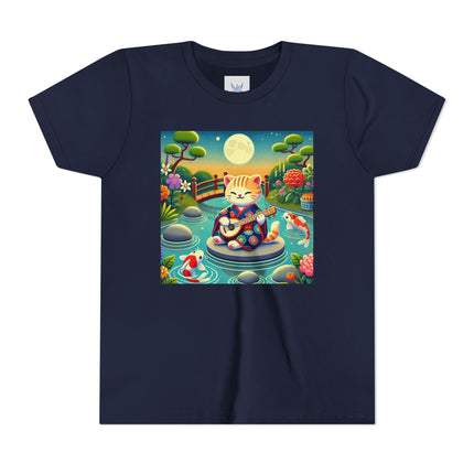 Melodic Kitten by the Koi Pond Youth Short Sleeve Tee