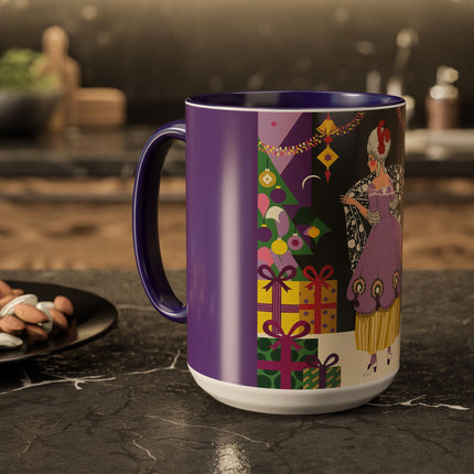 🎁✨ The Lavender Christmas Masquerade Colorful Mug – Art Deco Holiday Fantasy
