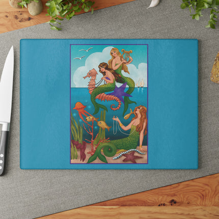 Three Mermaids with Strings of Pearls by Carlo Chiostri Glass Cutting Board