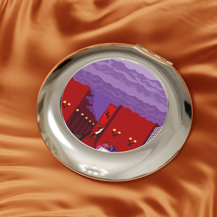Midnight Toast Compact Mirror – Parisian Romance & Art Deco Charm