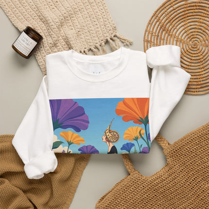 🌺🧡 The Lady Of The Golden Garden Crewneck Sweatshirt – Art Deco Fashion Fantasy