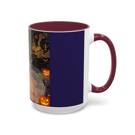🌙🎃 The Moonlit Parlor Masquerade Colorful Mug – Elegant Halloween Romance