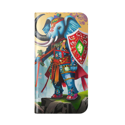 🐘⚔️ Cyberpunk Elephant Samurai Flip Case – Ancient Wisdom & Neon Power