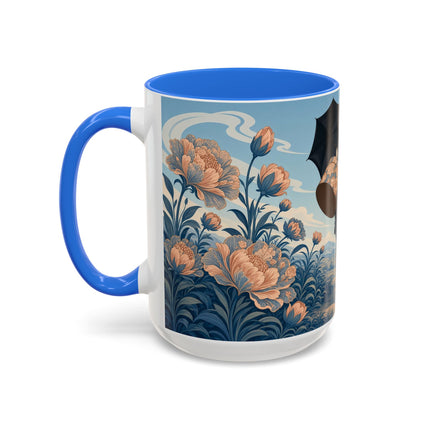 ☔🌸 The Grand Floral Journey Colorful Mug – Art Deco Travel Elegance