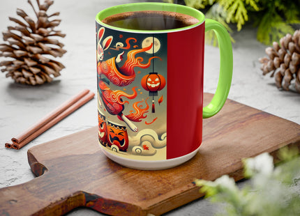 Jack-O’-Lantern Drums & The Kabuki Rabbit Colorful Mugs (11oz, 15oz)