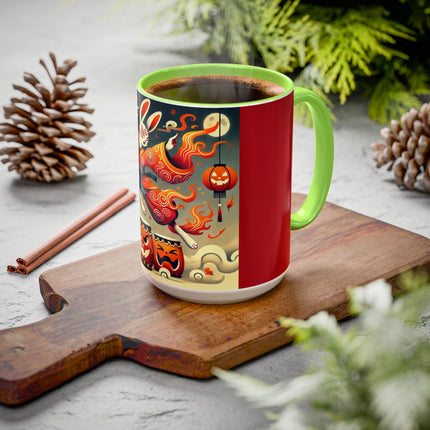 Jack-O’-Lantern Drums & The Kabuki Rabbit Colorful Mugs (11oz, 15oz)