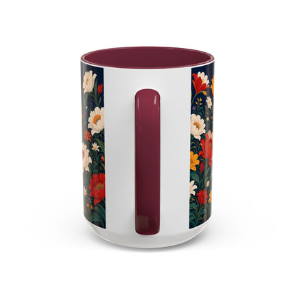 🌺🐦 The Enchanted Birdcage Garden Colorful Mug – Art Deco Floral Fantasy