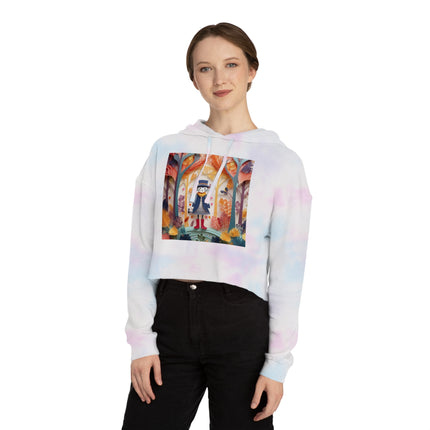 Cat in Boots in the Enchanted Forest Cropped Hooded Sweatshirt