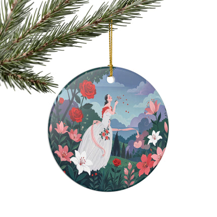 🌹💌 The Garden Of Blown Kisses Ceramic Ornament – Art Deco Floral Romance