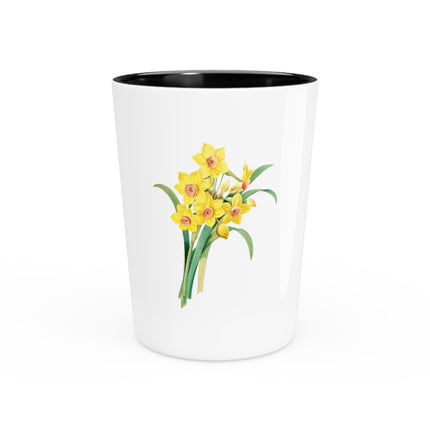 Chinese Sacred Lily botanical illustration by Pierre-Joseph Redouté Ceramic Shot Glass