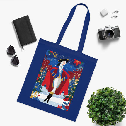 🎄🎭 The Christmas Masquerade Lady Cotton Tote Bag – Art Deco Holiday Glamour