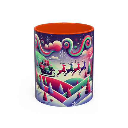 Festive Reindeer Flight Colorful Mugs (11oz, 15oz)