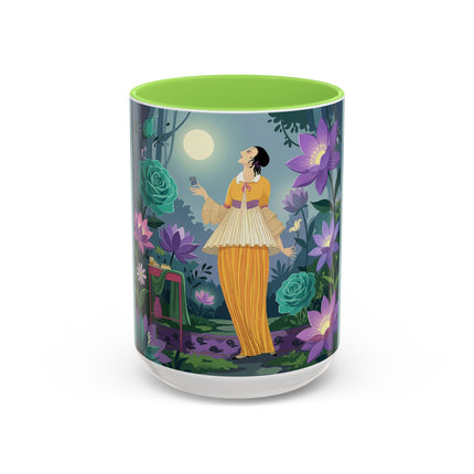 The Lady Of The Moonlit Garden Colorful Mugs – Art Deco Botanical Serenity