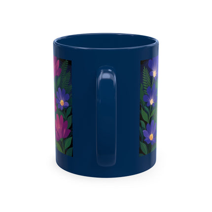 🌙🌺 The Lady Of The Midnight Flower Garden Ceramic Mug – Art Deco Floral Elegance