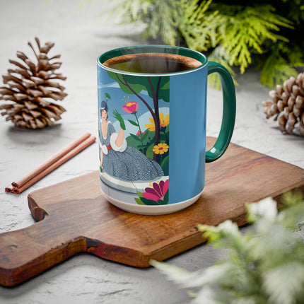 The Lady Of The Secret Garden Colorful Mugs – Art Deco Botanical Elegance