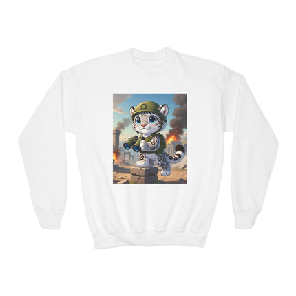 Snow Leopard Lookout Youth Crewneck Sweatshirt – Courage, Curiosity & High-Altitude Adventure