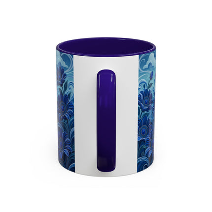 💙🌸 The Sapphire Wind Dancer Colorful Mug – Art Deco Floral Fantasy