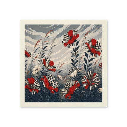 ❤️🖤 The Scarlet Harlequin Blossom Garden Napkins – Art Deco Botanical Whimsy