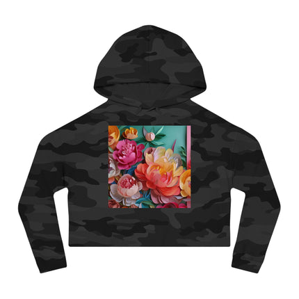 Peonies in Full Bloom Women’s Cropped Hooded Sweatshirt
