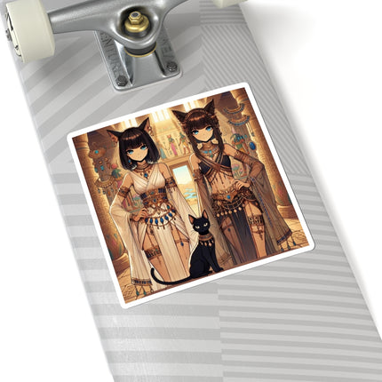 🐱🏛️ Egyptian Priestess Cats Kiss-Cut Sticker – Temple Guardians & Ancient Grace