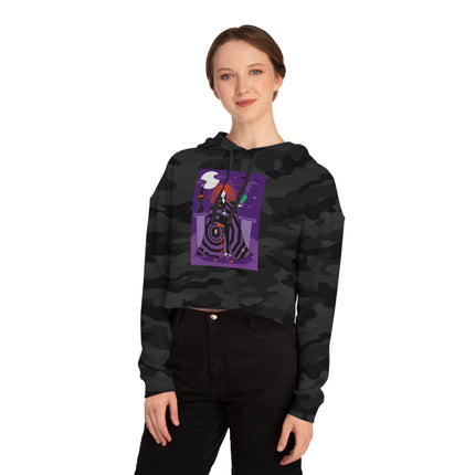 Mystic Elegance Women’s Cropped Hooded Sweatshirt
