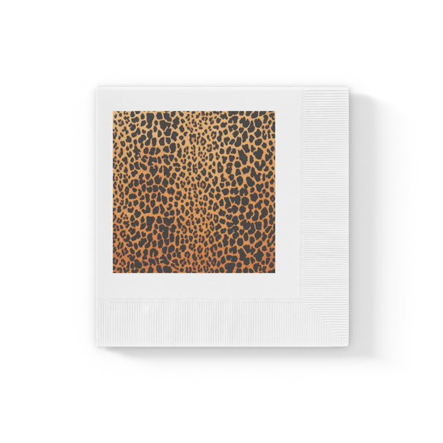 Classic Leopard Print White Coined Napkins