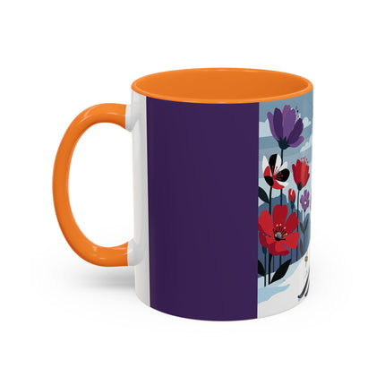 🎿❄️ The Winter Flower Skier Colorful Mug – Art Deco Alpine Fantasy