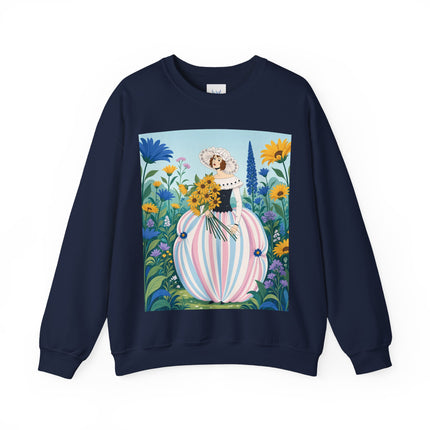 🌻🎀 The Sunflower Garden Bouquet Crewneck Sweatshirt – Art Deco Floral Elegance