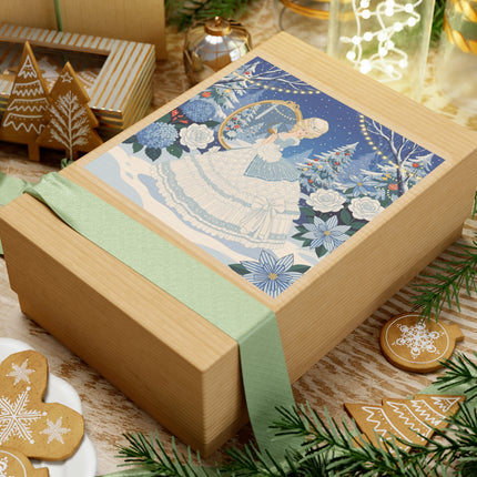 💙❄️ The Lady Of The Winter Looking Glass Kiss-Cut Sticker – Art Deco Christmas Fantasy
